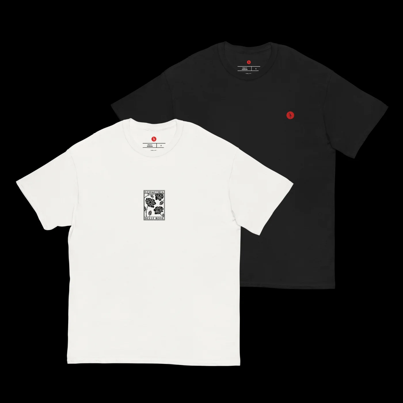 T-shirt Geometria delle Rose, versione bianca e nera